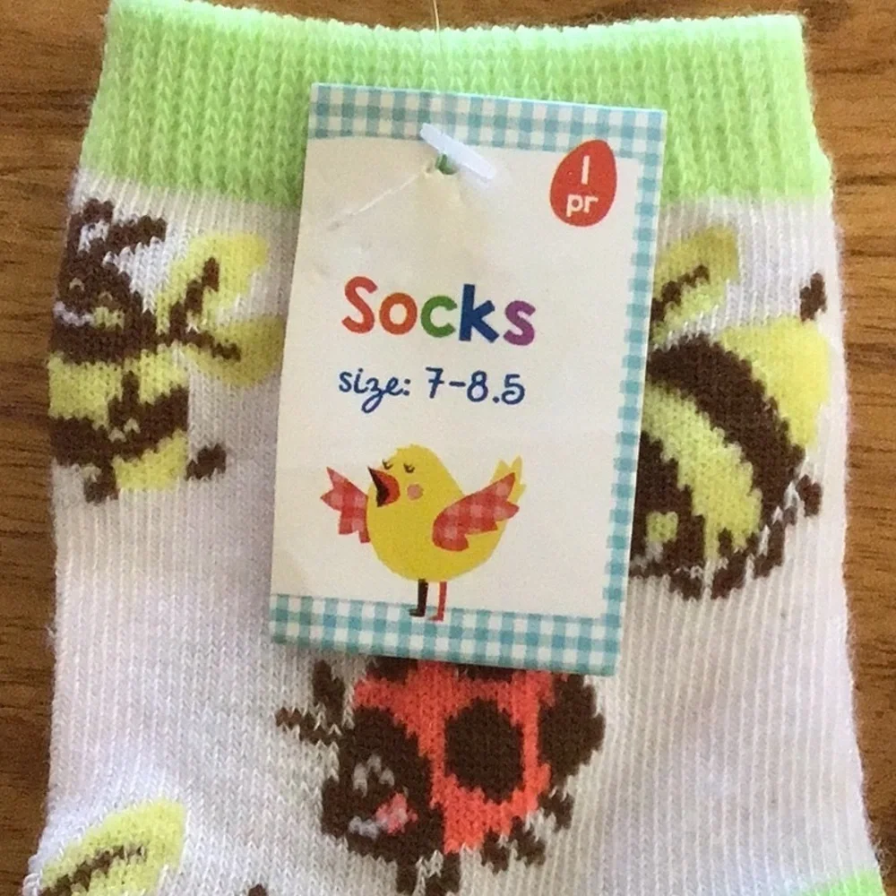 Fun Ladybug and Bee Nature-Inspired Crew Socks - NWT